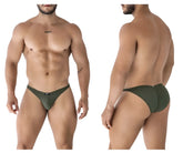 Olive green xtremen 91239 microfiber bikini briefs with sleek form-fitting design and subtle waistband branding