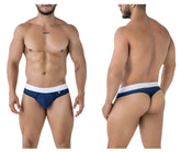 Navy blue and white snug fit microfiber briefs with a small logo on the waistband Xtremen 91241 thongs back view
