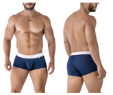 Navy blue Xtremen 91243 microfiber trunks with white waistband and red trim featuring a small front logo