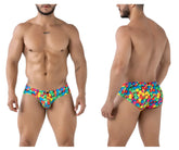 Xtremen 91248 printed briefs color bubbles vibrant multicolored swim trunks with playful overlapping rainbow circles pattern