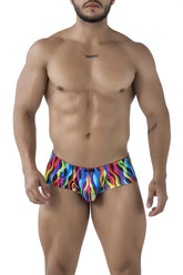 Xtremen 91249 printed trunks color waves vibrant rainbow wave patterned men’s briefs in stretchy form fitting fabric
