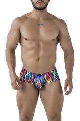 Xtremen 91249 printed trunks color waves vibrant rainbow wave patterned men’s briefs in stretchy form fitting fabric