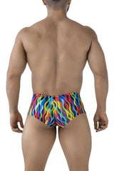 Xtremen 91249 printed trunks with vibrant rainbow wave pattern swim trunks for beach and pool use