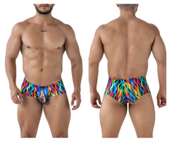 Xtremen 91249 printed trunks vibrant rainbow wave-patterned swim trunks with snug form-fitting design