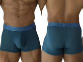 Teal xtremen 91251 microfiber mesh boxer briefs with blue waistband and men print in white in color petrol
