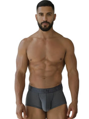 Dark gray Xtremen 91252 microfiber mesh trunks with perforated front panel and elastic waistband with ten logo