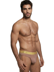 Mauve microfiber bikini underwear with a gold logo waistband by Xtremen.