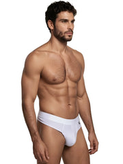 Xtremen white microfiber bikini underwear featuring a subtle geometric pattern and a small logo on the waistband.