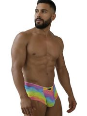 Xtremen 91283 rainbow printed microfiber briefs in cloud color with snug fit and elastic waistband for men