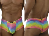Xtremen 91283 rainbow printed microfiber briefs with vibrant tie-dye pattern elastic waistband and snug fit