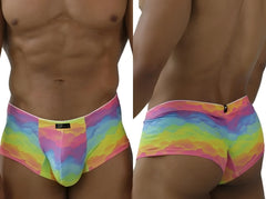 Xtremen 91283 rainbow printed microfiber briefs with vibrant tie-dye pattern elastic waistband and snug fit