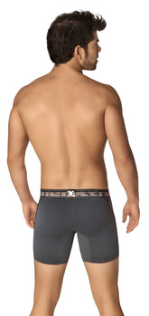 Dark gray xtremen cotton sport boxer briefs with patterned waistband featuring x logo size s