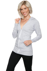 Veste de voyage longue à capuche zippée (gris chiné)