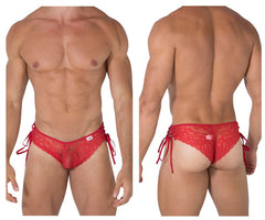CandyMan 99488 Bikini mit seitlicher Schnürung und Spitze, Farbe Rot