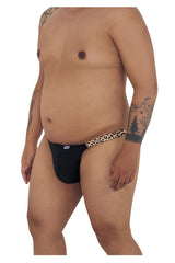 Black bikinjockstrap briefs with a leopard-print waistband from Candyman model 99536X