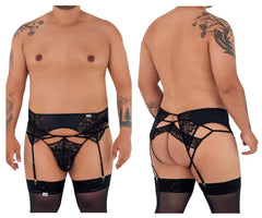 CandyMan 99550X Spitzen-Strumpfband-Suspensorium-Outfit, Farbe Schwarz