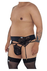 CandyMan 99550X Spitzen-Strumpfband-Suspensorium-Outfit, Farbe Schwarz