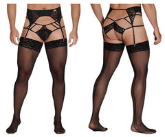 CandyMan 99550 Spitzen-Strumpfband-Suspensorium-Outfit, Farbe Schwarz
