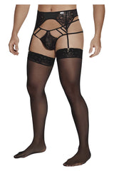 CandyMan 99550 Spitzen-Strumpfband-Suspensorium-Outfit, Farbe Schwarz