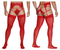CandyMan 99550 Spitzen-Strumpfband-Suspensorium-Outfit, Farbe Rot