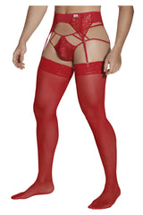 CandyMan 99550 Spitzen-Strumpfband-Suspensorium-Outfit, Farbe Rot