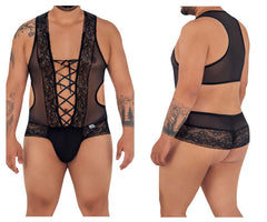 CandyMan 99557X Mesh-Spitzen-Bodysuit Farbe Schwarz