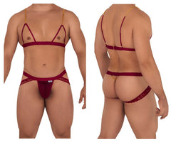 CandyMan 99582 Harness-Jockstrap-Outfit, Farbe Burgunderrot