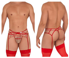 CandyMan 99587 Mesh-String mit Strumpfhalter, Farbe Beige