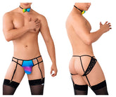 CandyMan 99630 Jockstrap avec jarretelles Couleur arc-en-ciel