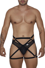 Ensemble de deux pièces de string porte-jarretelles CandyMan 99674 Couleur Noir