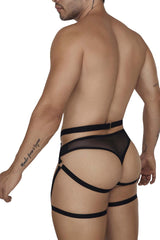 Ensemble de deux pièces de string porte-jarretelles CandyMan 99674 Couleur Noir