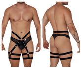 CandyMan 99676 Straps-Tangas, zweiteiliges Set, Farbe Schwarz