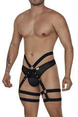 Ensemble de deux pièces de string porte-jarretelles CandyMan 99676 Couleur Noir