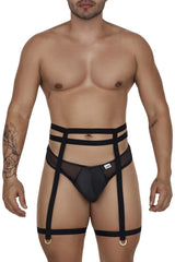 Ensemble de deux pièces de string porte-jarretelles CandyMan 99677 Couleur Noir