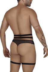 Ensemble de deux pièces de string porte-jarretelles CandyMan 99677 Couleur Noir