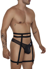 Ensemble de deux pièces de string porte-jarretelles CandyMan 99677 Couleur Noir