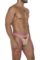 CandyMan 99687 Garter Jock Zweiteiliges Set Farbe Beige-Neon