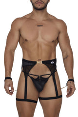 Ensemble de deux pièces de string porte-jarretelles CandyMan 99690 Couleur Noir