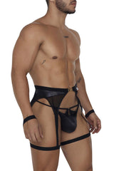 Ensemble de deux pièces de string porte-jarretelles CandyMan 99690 Couleur Noir