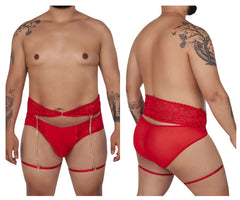 Ensemble de deux pièces de culottes porte-jarretelles CandyMan 99703X Couleur rouge