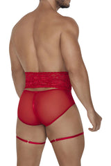 Ensemble de deux pièces de culottes porte-jarretelles CandyMan 99703 Couleur rouge