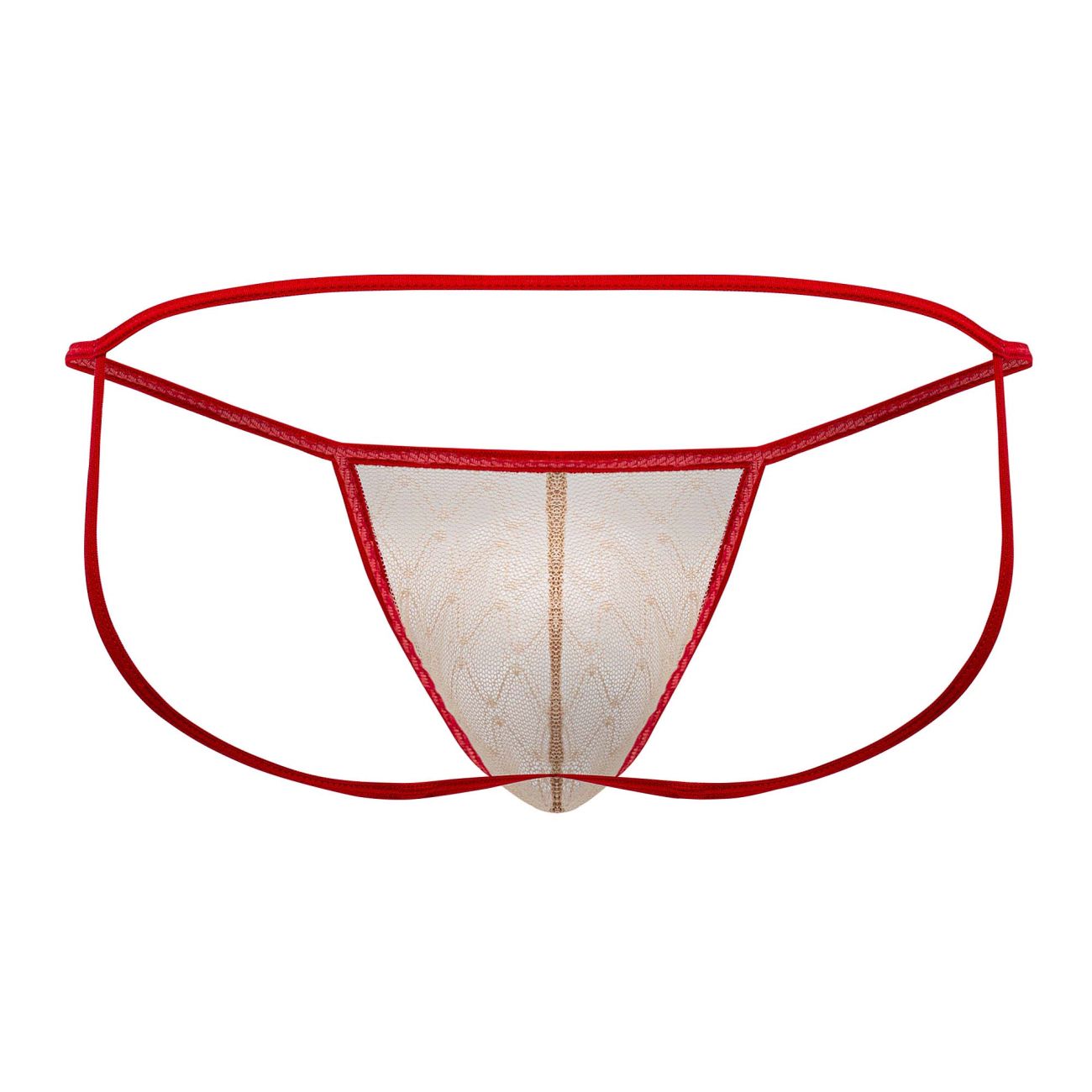 Jockstrap en micro dentelle CandyMan 99709 Couleur Beige-Rouge Jockstrap en micro dentelle CandyMan 99709 Couleur Beige-Rouge