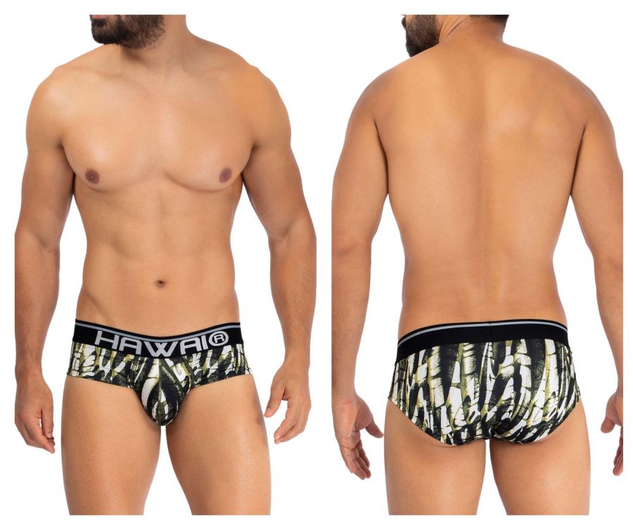 Culotte taille haute en microfibre imprimée HAWAI 42192 Couleur Vert militaire