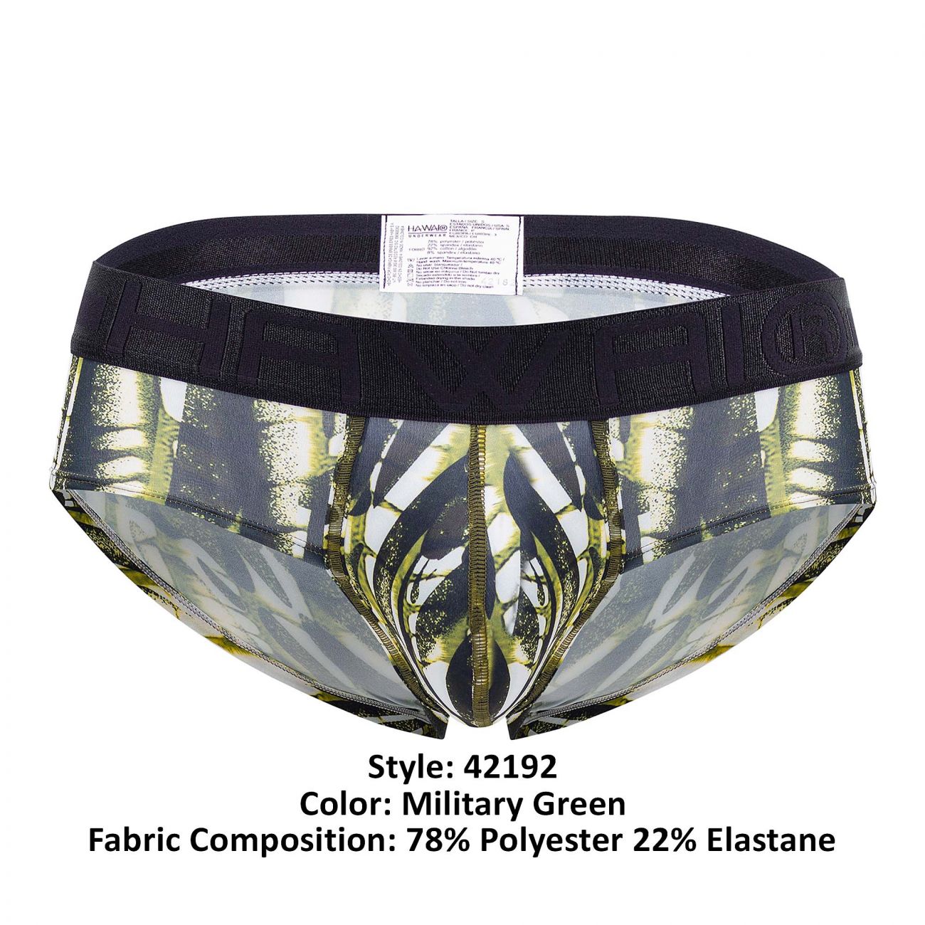 Culotte taille haute en microfibre imprimée HAWAI 42192 Couleur Vert militaire Culotte taille haute en microfibre imprimée HAWAI 42192 Couleur Vert militaire