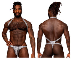Male Power 404-282 S-naked Schulter Sling Harness Tanga Farbe Silber-Schwarz