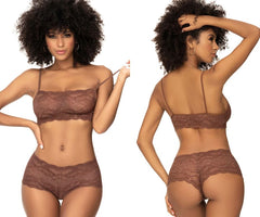Ensemble culotte et haut en dentelle Mapale 206 couleur cacao