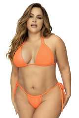 Maillot de bain deux pièces côtelé Mapale 67060X couleur orange vif