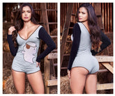 Mapale 7324 Combinaison de nuit à manches longues Couleur gris-noir