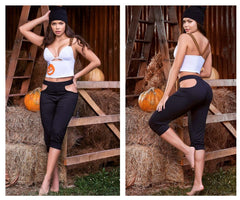 Mapale 7327 Pyjama-Set mit Oberteil und Hose, Farbe Weiß-Schwarz