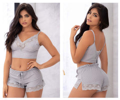 Ensemble pyjama deux pièces Mapale 7394. Haut et short de couleur gris